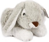 knuffel konijn liggend pluche 20 cm grijs/wit