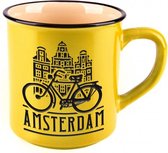 mok Amsterdam Bike 300 ml keramiek geel/zwart