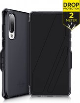 Huawei P30 Hoesje - ITSkins - Level 2 SpectrumFolio Serie - Kunstlederen Bookcase - Zwart - Hoesje Geschikt Voor Huawei P30