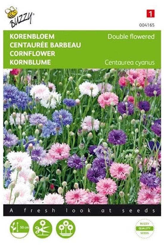 Buzzy Zaden - Korenbloem Dubbelbloemige Mix (Centaurea cyanus)