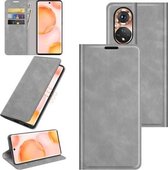 For Honor 50 Retro-skin Business Magnetische Suction Lederen Case met Houder & Kaartsleuven & Portemonnee (Grijs)