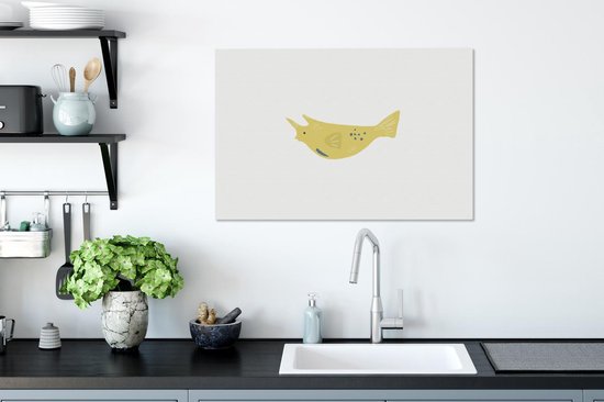 Tableau Peinture Poisson - Mer - Jaune - Aquarelle - 60x40 cm - Décoration murale