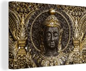 OneMillionCanvasses - Canvas - Gezicht - Stenen - Buddha - Boeddha - Wanddecoratie - 140x90 cm - Canvas doek