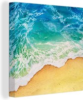 Canvas Schilderij Strand - Zee - Golf - 90x90 cm - Wanddecoratie
