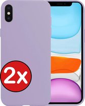 iPhone Xs Hoesje Siliconen Case Cover - iPhone Xs Hoes Cover Hoes Siliconen - 2 Stuks - Lila
