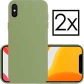 Hoes Geschikt voor iPhone X Hoesje Cover Siliconen Back Case Hoes - 2x - Groen
