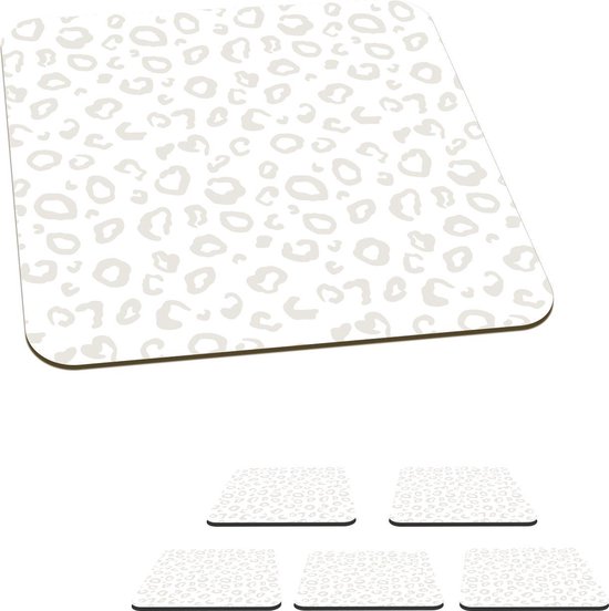 Sous-verres -verres - Motifs - Imprimé panthère - Wit - 10x10 cm - 6 pièces