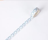 Blauwe Hartjes Washi Tape | Simpel | Elegant | Klassiek | Harten | Blauw Wit | Masking Tape | Bullet Journal | Journalling | Journal | Versieren | Inpakken | Plakboeken | Masking Tapes | Afplaktape | Decoratietape | Witte Hartjes met Blauwe Ring