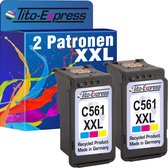 Set van 2x gerecyclede inkt cartridges voor Canon CL-561 XXL Kleur