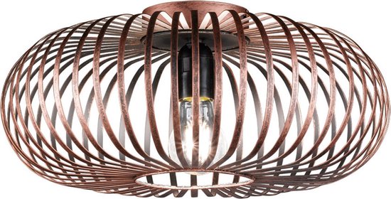 LED Plafondlamp - Plafondverlichting - Torna Johy - E27 Fitting - Rond - Industrieel - Mat Koper - Aluminium - 40cm