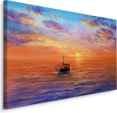 Schilderij Boot op zee (print op canvas), multi-gekleurd, scherp geprijsd