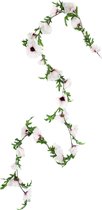 Bloemen slinger 180 cm met creme/roze klaprozen bloemen