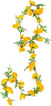 Bloemen slinger 180 cm met gele klaprozen bloemen