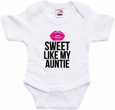 Sweet like my auntie tekst baby rompertje wit jongens en meisjes - Cadeau tante rompertje - Babykleding 80 (9-12 maanden)
