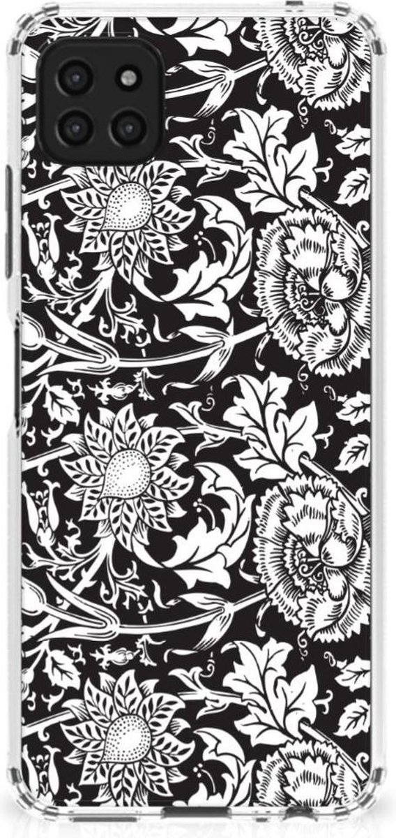 Samsung Galaxy A22 5G Case Black Flowers