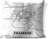 Coussin d'extérieur résistant aux intempéries - Carte - Franeker - Zwart - Wit - 50x50 cm