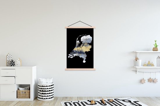 Porte-affiche avec affiche - Affiche scolaire - Kaart Europa - Blauw - Zwart - 120x180 cm - lattes vierges