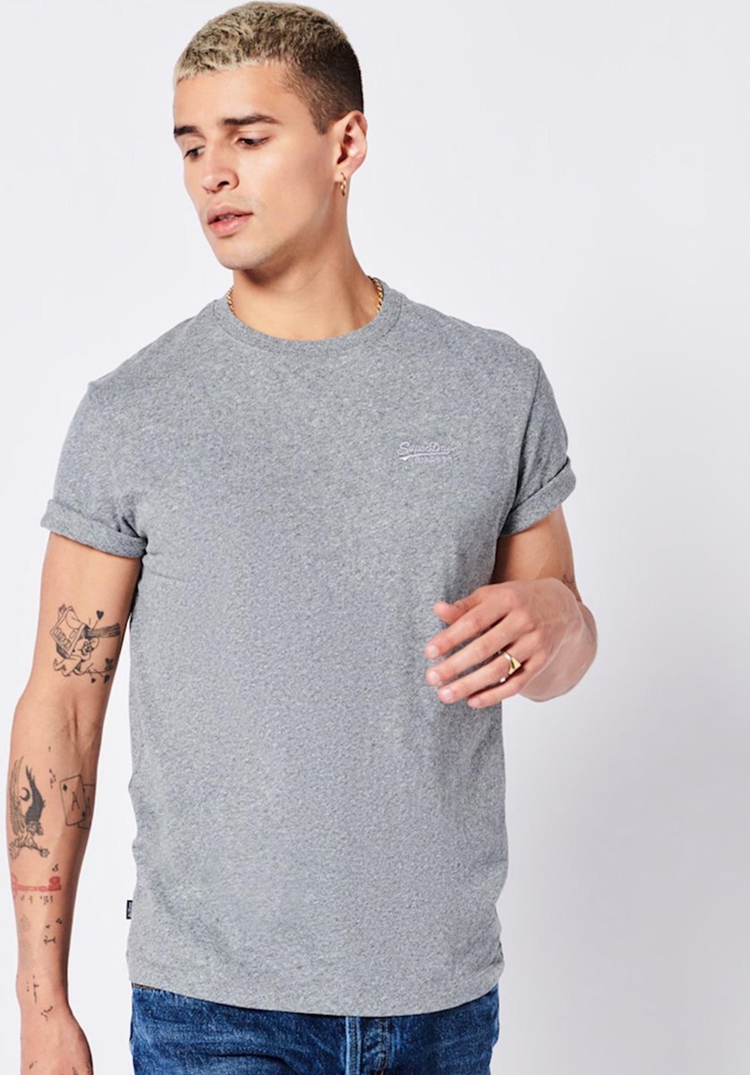 Superdry Heren tshirt Geborduurd Vintage Logo-T-shirt van biologisch katoen Grijs