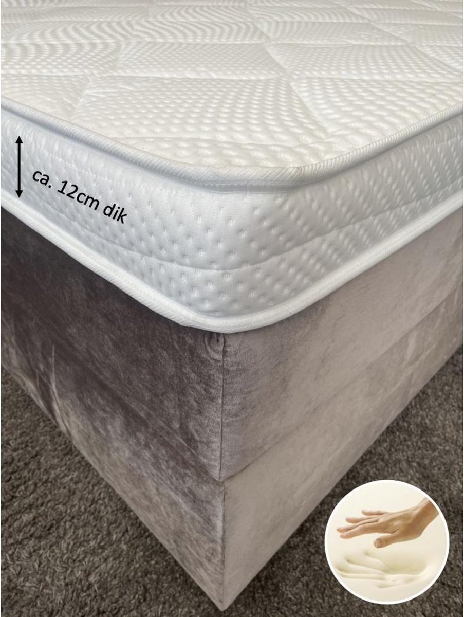 Tencel Original Topdekmatras XXL - Topper 160x220 - 12 cm dik - Tencel hoes - Visco Nasa Traagschuim - Tencel tijk - 12cm dik - Orthopedisch wit