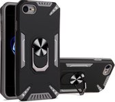 PC + TPU-beschermhoes met 360 graden draaibare ringhouder voor iPhone SE 2020 & 8 & 7 (grijs)