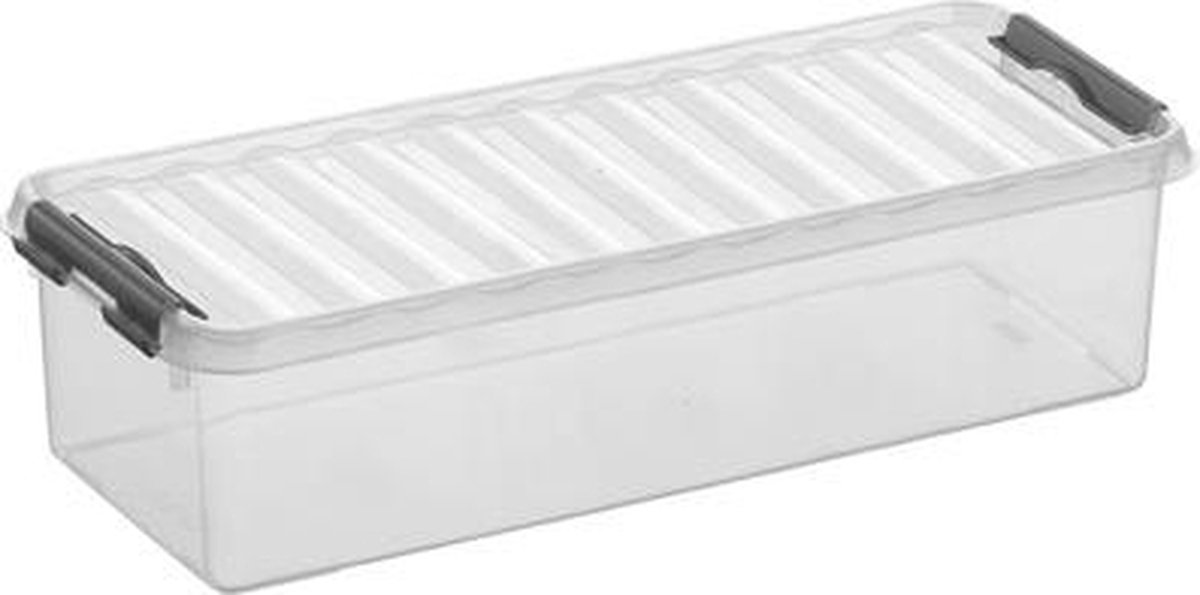 Sunware - Q-line opbergbox 3,5L transparant  metaal - 38,8 x 14,2 x 9,2 cm