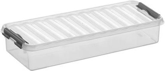 Sunware - Q-line opbergbox 2,5L transparant metaal - 38,8 x 14,2 x 6,5 cm