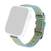 Geweven canvas nylon polsband horlogeband voor serie 6 & SE & 5 & 4 44 mm / 3 & 2 & 1 42 mm (blauwgroen)