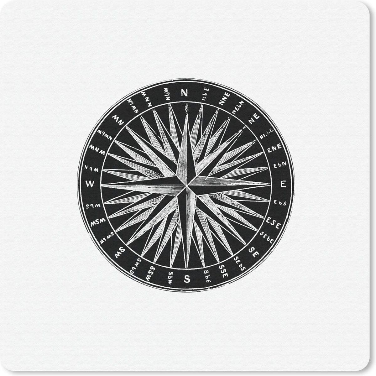 Muismat 30x30 cm - Mousepad Retro - Kompas - Reizen - Muismatten
