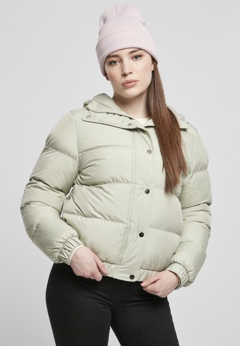 Urban Classics Ladies Hooded Puffer Jacket Winterjas XL Katoen Basics Groen