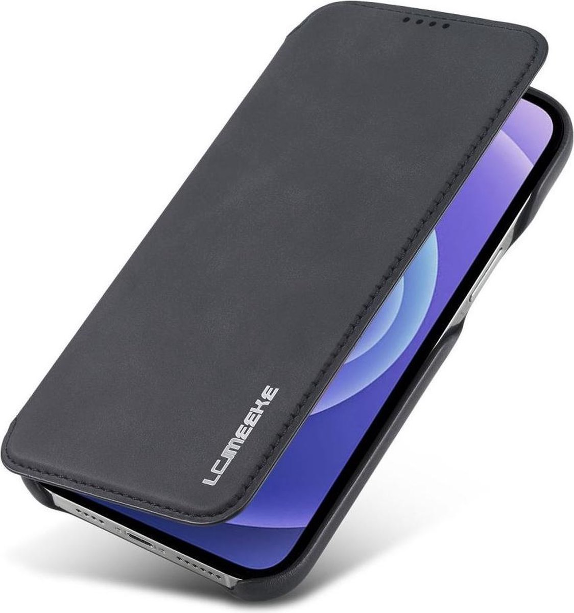 LC.IMEEKE Hoesje Retro Portemonnee Book Case Zwart Geschikt voor Apple iPhone 13
