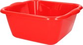 Kunststof teiltje/afwasbak vierkant 10 liter rood - Afmetingen 36 x 34 x 15 cm - Huishouden
