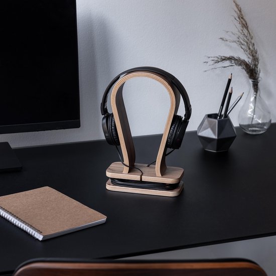 kalibri standaard voor koptelefoon - Houten koptelefoonhouder - Universele hanger voor hoofdtelefoon - Walnotenhout