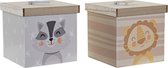Decoratieve Doos DKD Home Decor dieren Hout MDF (2 pcs) (11.5 x 11.5 x 11 cm)