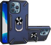 PC + TPU-beschermhoes met 360 graden draaibare ringhouder voor iPhone 13 Pro (koningsblauw)