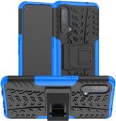 Voor OnePlus Nord CE 5G Bandtextuur Schokbestendig TPU + pc-beschermhoes met houder (blauw)