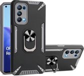 Voor OPPO Reno5 Pro 5G PC + TPU-beschermhoes met 360 graden draaibare ringhouder (grijs)