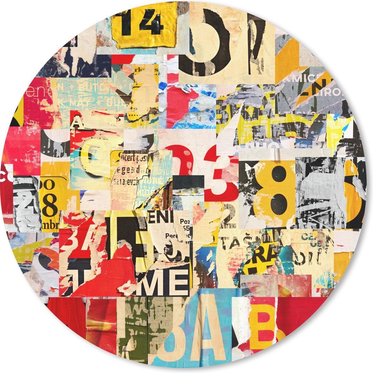 Muismat rond 30x30 cm - Mousepad Letters - Nummers -Vintage - Collage - Ronde muismatten