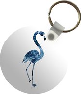 Porte-clés - Flamingo - Ressorts - Blauw - Plastique - Rond