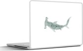 Laptop sticker - 14 inch - Haai - Waterverf - Grijs - 32x5x23x5cm - Laptopstickers - Laptop skin - Cover