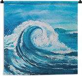Wandkleed - Wanddoek - Golf - Zee - Waterverf - 150x150 cm - Wandtapijt