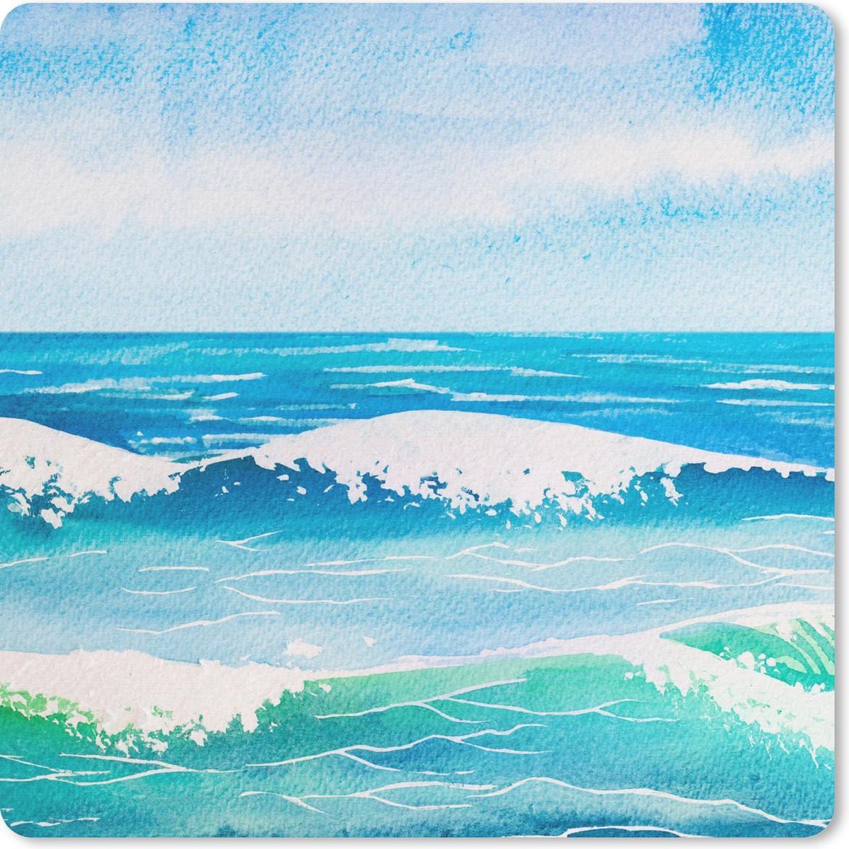 Muismat 30x30 cm - Mousepad Golf - Zee - Waterverf - Muismatten