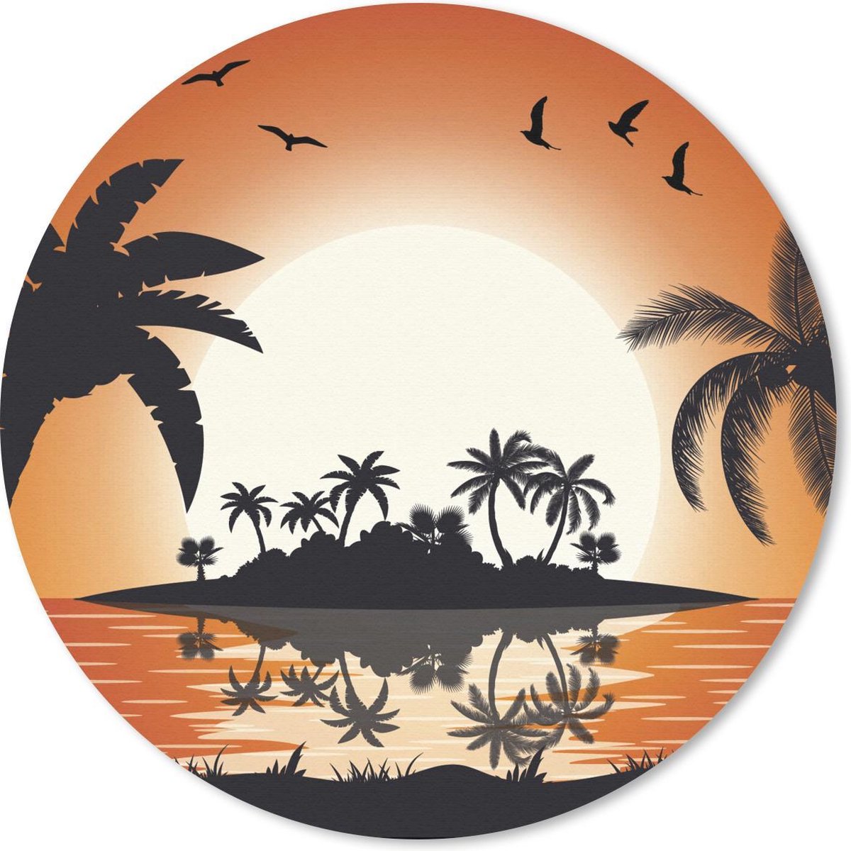 Muismat rond 20x20 cm - Mousepad Zon - Eiland - Zee - Ronde muismatten