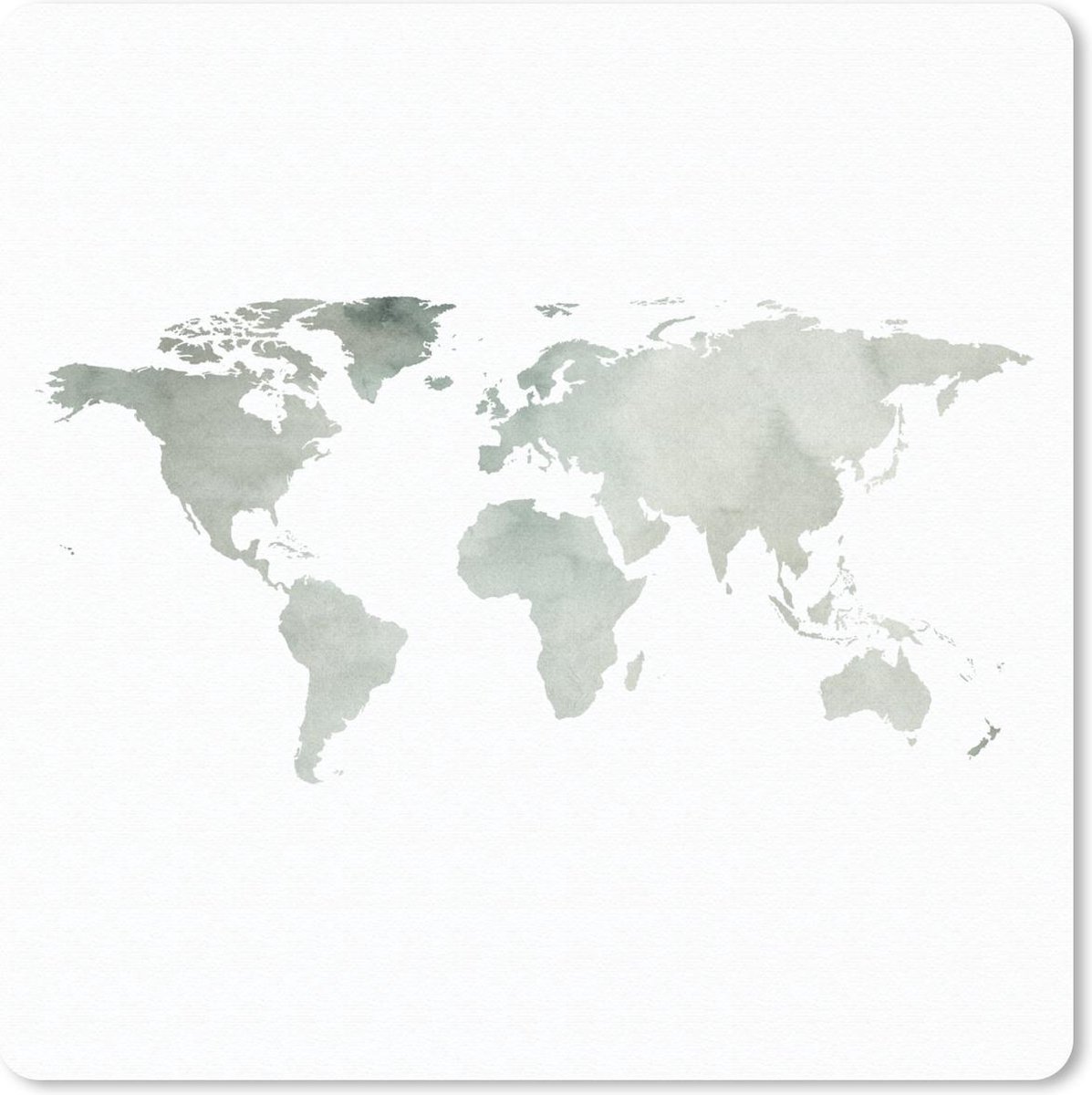 Muismat 30x30 cm - Mousepad Wereldkaart - Waterverf - Grijs - Muismatten