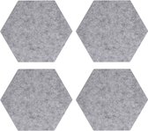 Navaris prikbord van vilt - 4 tegels zeshoekig - Vilten memobord - Inclusief punaises en zelfklevende tape - 20 x 17 cm - Grijs