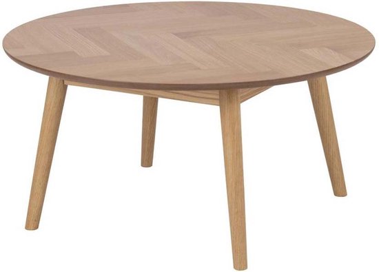 Lisomme Senn houten salontafel whitewash visgraat - Ø 90 cm