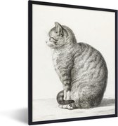 Fotolijst incl. Poster - Zittende kat - schilderij van Jean Bernard - 60x80 cm - Posterlijst
