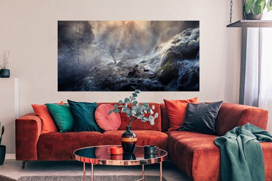 Poster Waterval - IJs - Mist - 160x80 cm