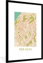 Fotolijst incl. Poster - Stadskaart - Den Haag - Vintage - 60x90 cm - Posterlijst - Plattegrond