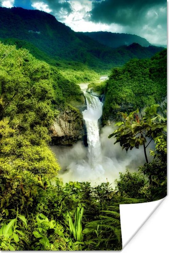 Poster Waterval - Bergen - Jungle - 20x30 cm