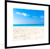Image encadrée - Image d'un cadre photo de plage tropicale noir avec passe-partout blanc 40x40 cm - Affiche encadrée (Décoration murale salon / chambre) / Mer et plage